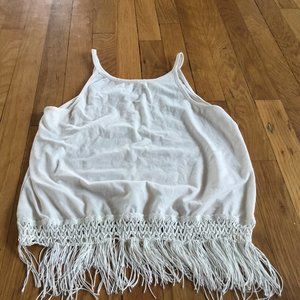 Love White Fringe Tank